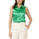 thumbnail image 1 of Blusas de trabajo de satén Allegra K para mujeres, con cuello, sin mangas y botones, color verde S, 1 of 5
