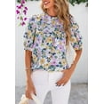 thumbnail image 4 of PRETTYGARDEN Floral Tops for Women Blouses Dressy Casual Summer Trendy Outfits Boho Pleated Short Sleeve Shirts, 4 of 7
