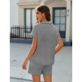 thumbnail image 3 of Pinspark Womens Two Piece Outfits Summer Sweatsuit V-Neck Polo Top Sweat Shorts with Drawstring Pullover Lounge Sets Casual Travel Outfits, 3 of 6
