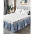 thumbnail image 4 of Blue Wrap Around Bed Skirts for California King Bed 18" Drop,Bed Skirt with Adjustable Elastic Belt Dust Ruffle Bed Valance Retro Oil Painting Modern Abstract Art Aesthetics Bed Frame Cover, 4 of 7