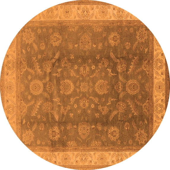 Ahgly Company Indoor Round Oriental Orange Traditional Area Rugs, 3' Round
