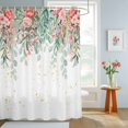 thumbnail image 4 of Shower Curtain Pink Rose Green Eucalyptus Leaves Shower Curtains for Bathroom Decor, Waterproof Polyester Shower Curtain Set with Hooks, Standard Size 72" x 72" White, 4 of 9