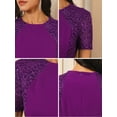 thumbnail image 5 of DARING DIVA Short Sleeve Cocktail Wedding Guest Bodycon Dress S Dark Purple, 5 of 6
