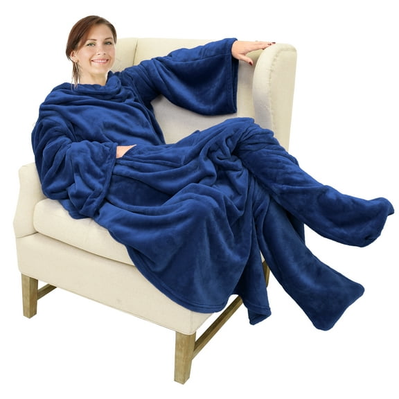 Catalonia Wearable TV Blanket with Sleeves Arms & Feet pockets for Adult Micro Plush Fleece Large Wrap Throw Robe 73" x 53"