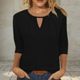 thumbnail image 2 of Womens Tops 3/4 Sleeve V-Neck Solid Color Pleated Casual Dressy Blouse Ladies Tunic Tops, 2 of 5