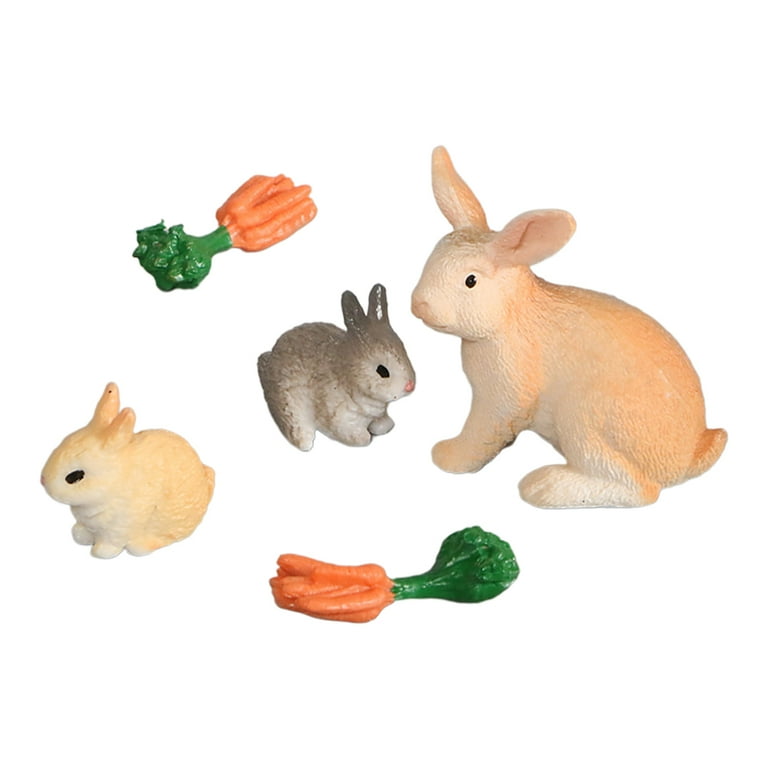 Bunny Rabbit Miniature Figurines Figurine Easter Kids Erasers Carrot Accessories Animals Toy Plastic Toys Landscape