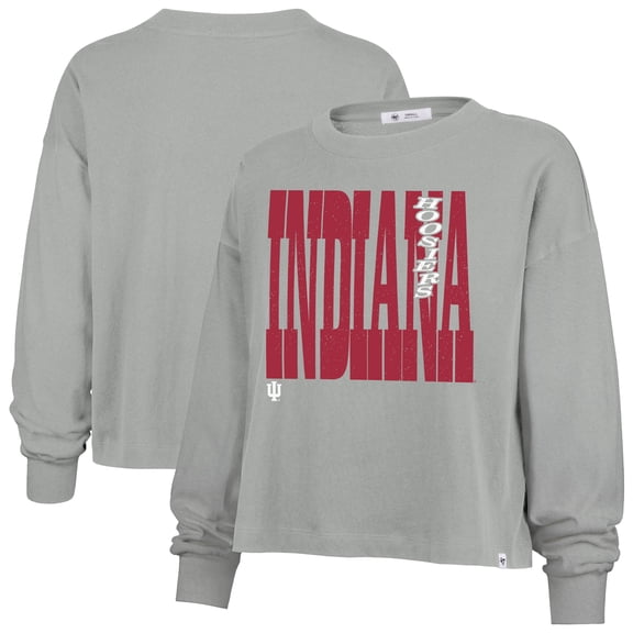 Women's '47 Gray Indiana Hoosiers Stacked Sydney Long Sleeve T-Shirt