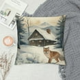 thumbnail image 2 of NJEUXUS  Wonderland Reindeer Fox Decorative Throw Pillow Covers , Blue Watercolor Tree Mountain Sofa Cushion Case, 2 of 5
