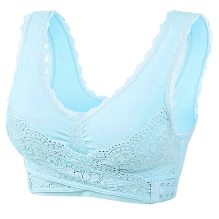 

Leodye Plus Size Bras Clearance 3PCWoman s Embroidered Glossy Comfortable Breathable Bra Underwear No Rims Blue 10(XL)