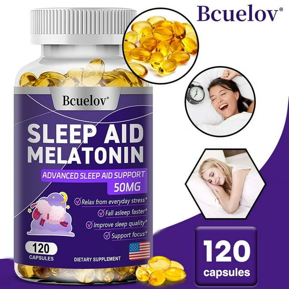 Sleep Aid Softgels - with L-Theanine, Magnesium, Lemon Balm - Support Sleep Quality and Eye Health - 120 Softgels