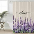 thumbnail image 4 of Shower Curtains Sets for Bathroom Decor Spring Purple Lavender on Beige LinenWaterproof Bathroom Curtain with Hooks,Watercolor Floralfor Bathroom Decor,60x72IN, 4 of 7