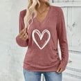 thumbnail image 4 of WMTBSRSW Women Valentine's Day Tops Cute Love Heart V Neck Long Sleeve Tunic Shirts Loose Soft Casual T-Shirts Spring Fall Clothing, 4 of 8