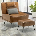 thumbnail image 3 of Andeworld Accent Chair with Ottoman,Living Room Chair with Pillow,Upholstered Armchair for Living Room, Comfy Reading Chair for Bedroom(Brown), 3 of 6