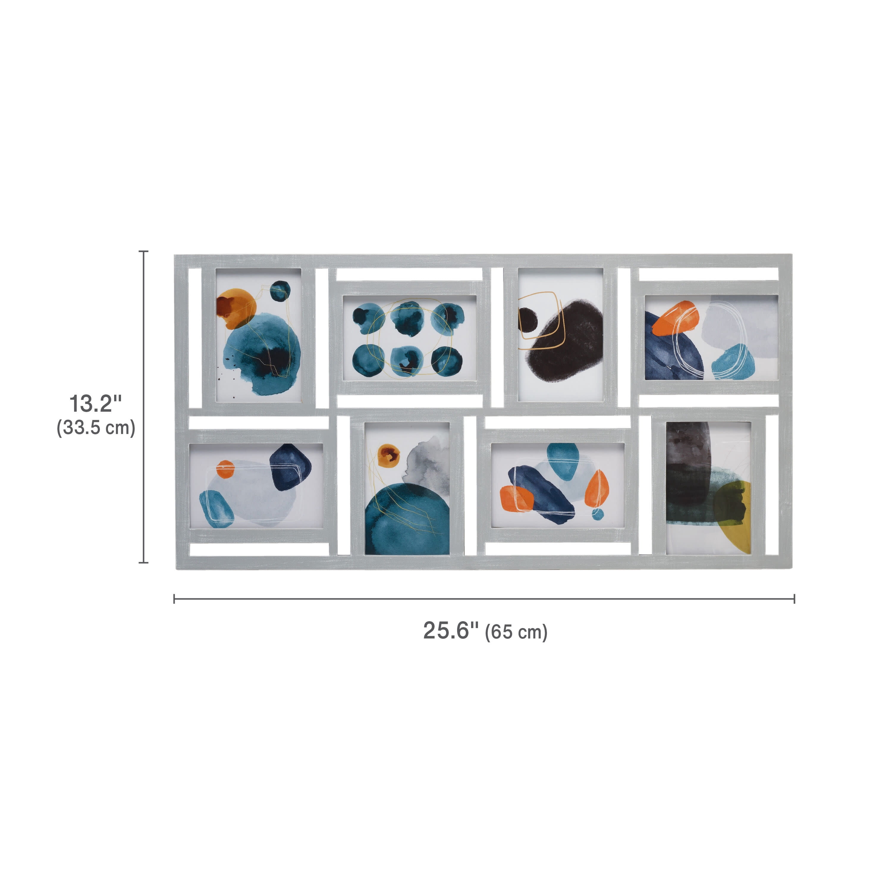 Melannco 25-inch by 15-inch 8-opening Plastic Collage in Distressed Gray
