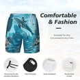 thumbnail image 3 of Gukieu Underwater Dolphin Scene Print Men's Double Layer Sports Swim Trunks, Quick Dry Adjustable Waist Swim Shorts Swimwear-Small, 3 of 6