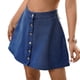 thumbnail image 1 of Mini Faldas de Vaquero para las Mujeres de Cintura Alta Botón Delantero A-Línea Falda Casual, Tela de Vaquero Suave Transpirable, Primavera Verano, 1 of 9
