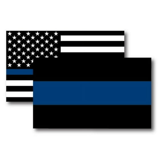 Magnet Me Up Thin Blue Line and Thin Blue Line American Flag Vinyl Magnet, 3x5 in, 2 Pk