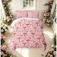 thumbnail image 2 of Erosebridal Lovely Flamingo Animals Quilt King,Kawaii Wildlife King Coverlet Set,Pink Red,3-Piece,1 Bedspread and 2 Pillowcases, 2 of 7