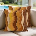 thumbnail image 2 of 16x16 Pillow Covers Set of 2, Burnt Orange Ombre Square Throw Pillow Covers for Couch/Sofa/Living Room, Abstract Art Moire Ocean Waves Decorative Soft Pillowcases for Couch Throw Pillows, 2 of 9