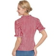 thumbnail image 6 of Casual Tops for Women Plaid Print Basic Square Neck Short Sleeve Button Blouses Relaxed Fit Vacation Fashion Summer T-Shirt, 6 of 9