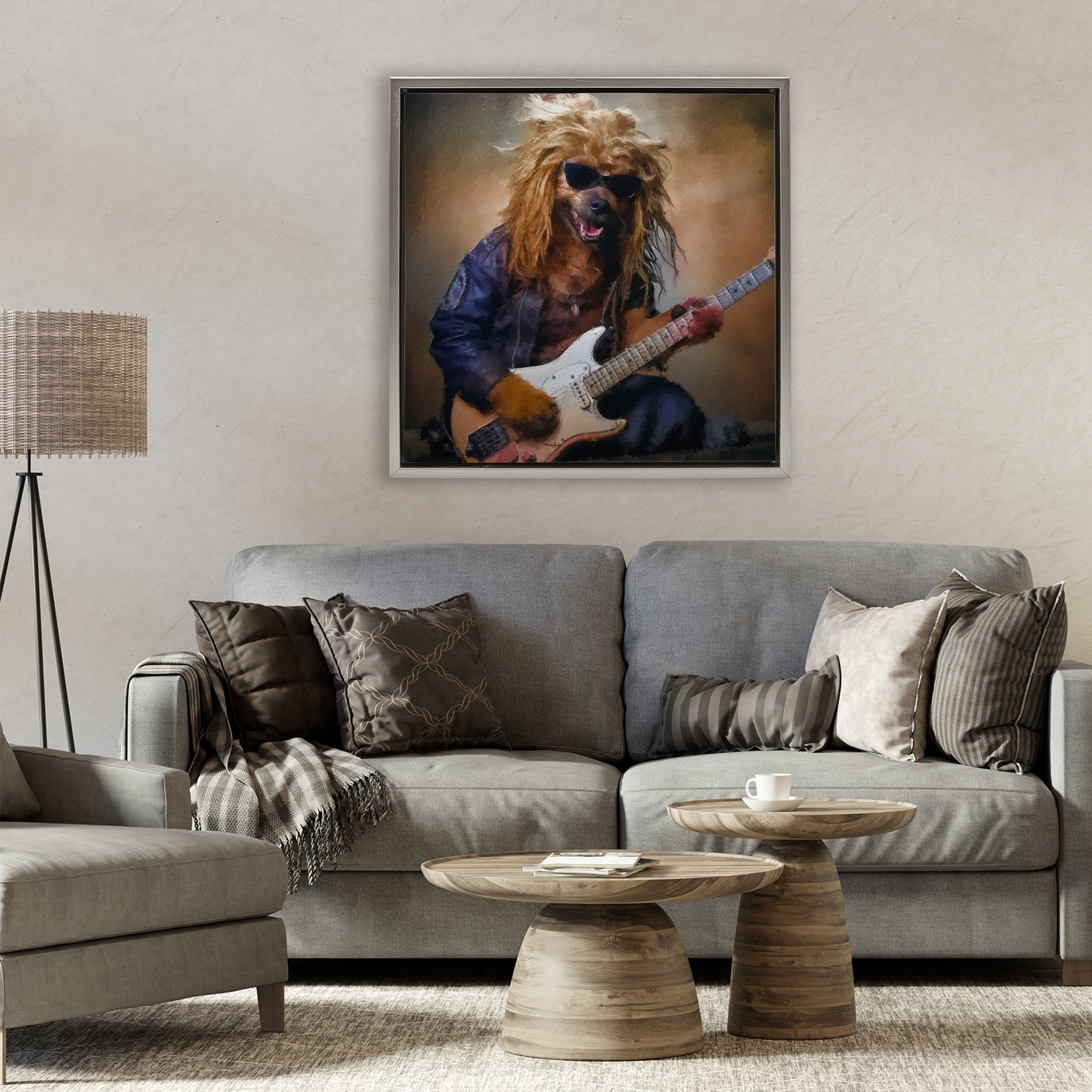 Musician Canine Clark Gray Framed Floater Canvas Wall Art, design by Sean Parnell