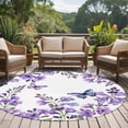 thumbnail image 4 of Purple Flowers Round Area Rug 7Ft Washable Circle Rugs for Dorm Laundry Room, Butterfly Spring Floral Watercolor Farmhouse Non-Slip Carpet Floor Mats Indoor Outdoor Carpet Runner Aesthetic Home Decor, 4 of 8