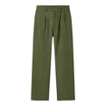 thumbnail image 7 of Pxxlle Linen Pants for Women Business Casual Wide Leg Slacks Solid Color High Waisted Trousers with Pockets Army Green XL, 7 of 7