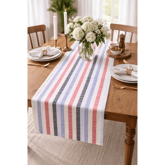 Fennco Styles Stitched Checkerd Cotton Table Runner 16 x 90 Inch