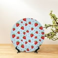 thumbnail image 6 of Picia Strawberry Pattern Bone China Decorative Plate – Wall Decor with Stand and Adhesive, Elegant Ornament for Living Room, Office, or Entryway-7in, 6 of 6