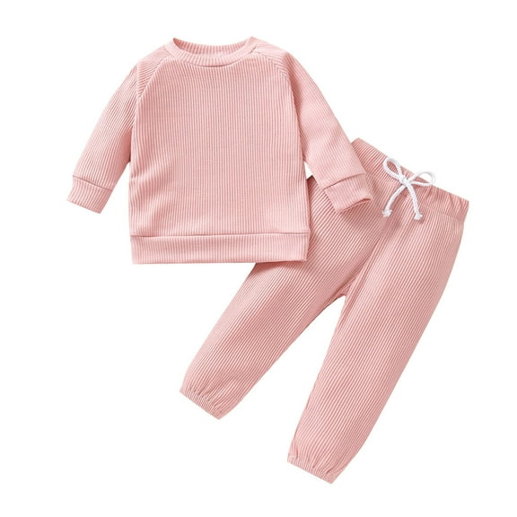 Diufon Toddler Baby Clothes Sets Kids Knitted Cotton Long Sleeve Tops and Pants Fall Winter Warm 2 Piece Outfits