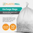 thumbnail image 4 of PlasticMill Heavy Duty Trash Bags - Clear Garbage Bags - Plastic Trash Bags for Large Rolling Trash Bins - Tall Trash Bags - 100-Gallon Large Kitchen Trash Bags, 1.3 Mil, 67"x79" (10-Count), 4 of 4