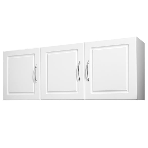 Laundry Room Wall Cabinet 2-Tier Cupboard Storage 54 in with 3 Doors White