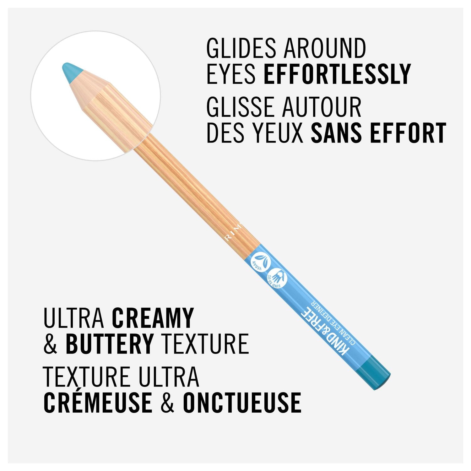Rimmel KIND & FREE™ Eye Definer, 100% vegan, ultra-creamy, buttery texture, intense pigmentation, lasts up to 12 hours, Vegan eyeliner