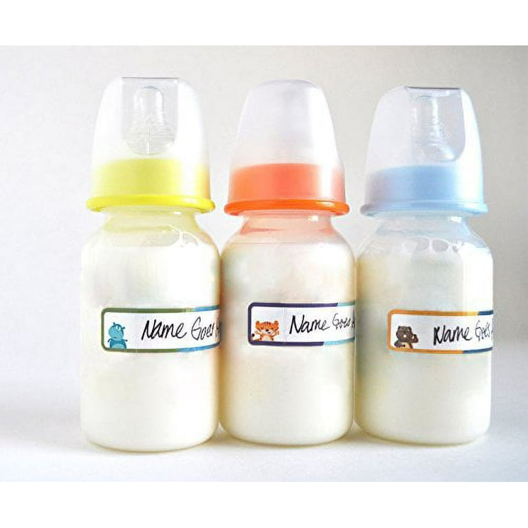  Bottle Labels, Write-On, Self-Laminating, Waterproof Kids Name  Labels for Baby Bottles, Sippy Cup for Daycare School, Dishwasher Safe  (Animal Friends), Made in The USA : Baby