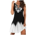 thumbnail image 3 of Robe pour Femmes Femmes Été Décontractée Aguichant Sans Manches à Imprimé Floral Robe d'Été Ample de Plage Mini Robe Robes Polyester Noir G, 3 of 6