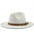 thumbnail image 2 of Sombrero sencillo con cinturón de gamuza y lana, estilo jazz, para otoño e invierno, para mujer, 2 of 5