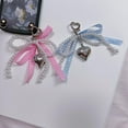 thumbnail image 3 of Neu Se Blau Rosa Grid Band Bogen Anhnger Silber Liebe Anhnger Tasche Lo, 3 of 7