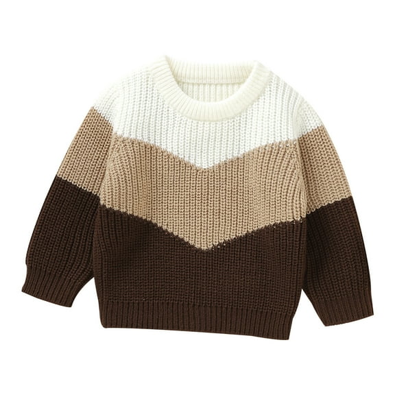 Rgdypko Baby Toddler Kids Girl Boy Patchwork Knit Sweater Warm Sweatshirt Long Sleeve Shirt Tops Knitted Fall Winter Clothes Size 9-12 Months