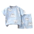 thumbnail image 1 of Zpanxa Ensembles d'Été pour Filles Enfants Imprimé T-shirt à Manches Courtes à Col Rond Shorts Ensemble Deux Pièces 4-5 Ans, 1 of 3