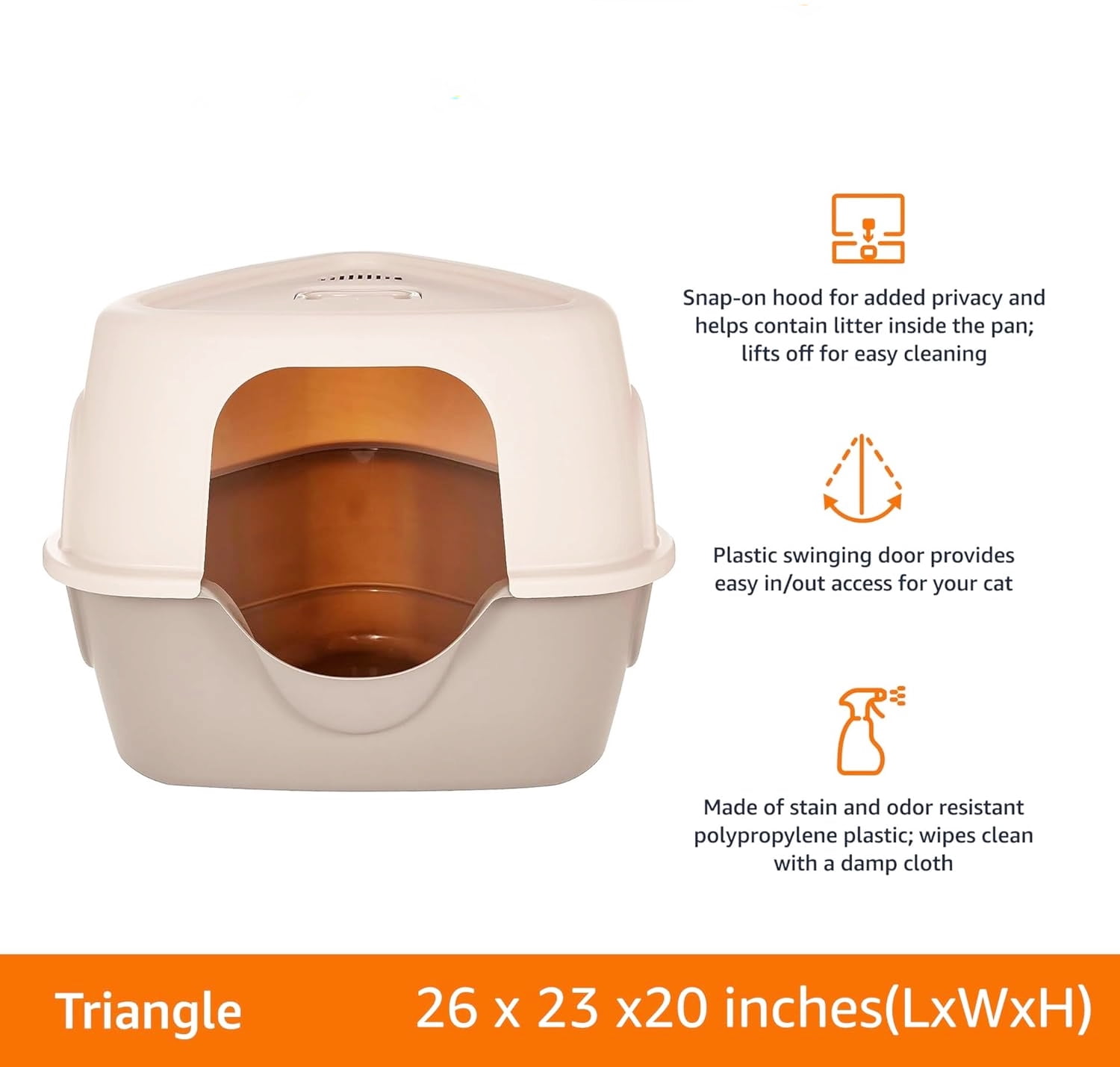 Spacious Enclosed Charcoal Cat Litter Box with Lid, Odor Control Design