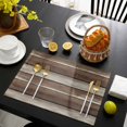 thumbnail image 3 of Brown Beige Wooden Placemats Set of 4, Vintage Farmhouse Retro Art Placemats for Dining Table, Place Mats for Kitchen Tabletop, Waterproof Wipeable Dining Table Mats Set, 3 of 9