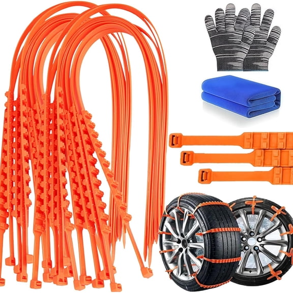 Universal Anti-Skid Snow Tire Chains, Reusable Emergency Traction Straps for Snow, Ice & Mud, Compact Portable Tire Chains for Cars, SUVs & Trucks