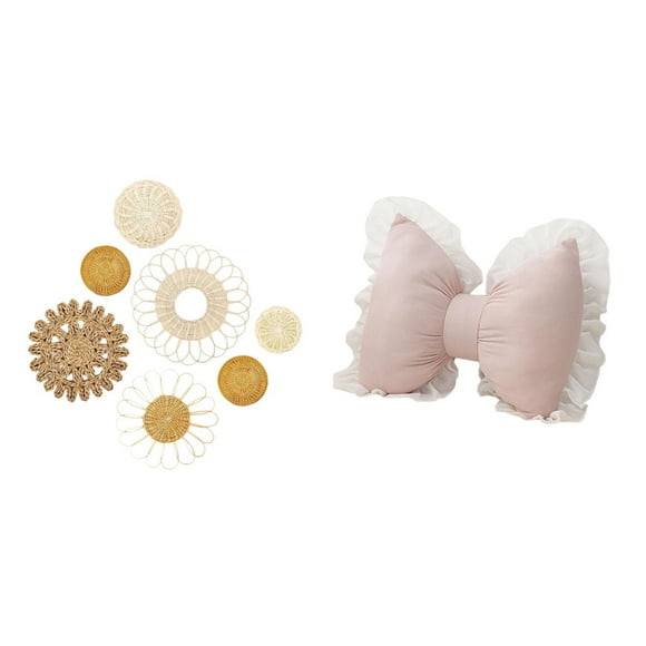 Cojín artesanal de ratán tejido con forma de lazo, funda de almohada suave y cómoda, ideal para regalar.