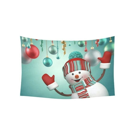 Holiday Wall Hangings PHFZK Winter Holiday Wall Art Home Decor, Merry Christmas Snowman Tapestry Wall Hanging 60 X 40 Inches ()