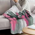 thumbnail image 3 of Pink Green Oil Painting Blanket Soft Cozy Warm Throw Blanket for Couch, Plush Fuzzy Flannel Fleece Blankets for Sofa, Modernism Minimalist City Bed Blankets Lightweight Gifts for Women, 32"x48", 3 of 9