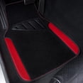 thumbnail image 3 of CAR GRAND Waterproof Faux Leather Carpet Car Floor Mats Universal Fit Anti-Slip Nibbs PVC Back Driver Heel Pad SUV, VAN Sedan Truck Set of 4 Pieses Black Red, 3 of 7
