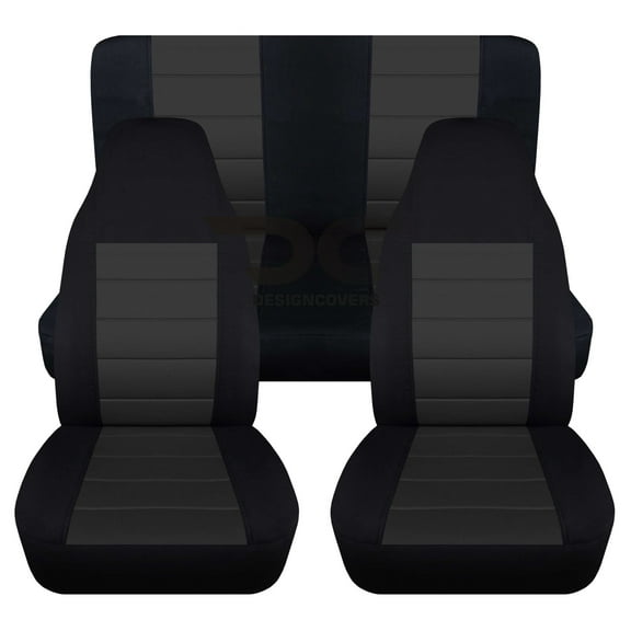 T203-Designcovers Fits 1997-2002 Jeep Wrangler TJ 2door Cotton Seat Covers:Black and Charcoal - Full Set