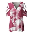 thumbnail image 3 of Gibobby Playera Corte clásico para Mujer Camiseta informal manga corta con cremallera y estampado retro para mujer(Rosa caliente,G), 3 of 5