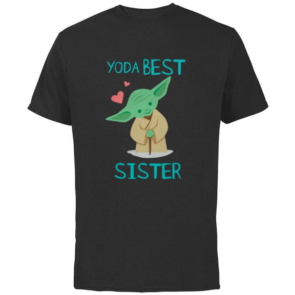 Star Wars Yoda Best Sister Yoda Chibi Portrait Family- Short Sleeve Cotton T-Shirt for Adults - Customized-Black