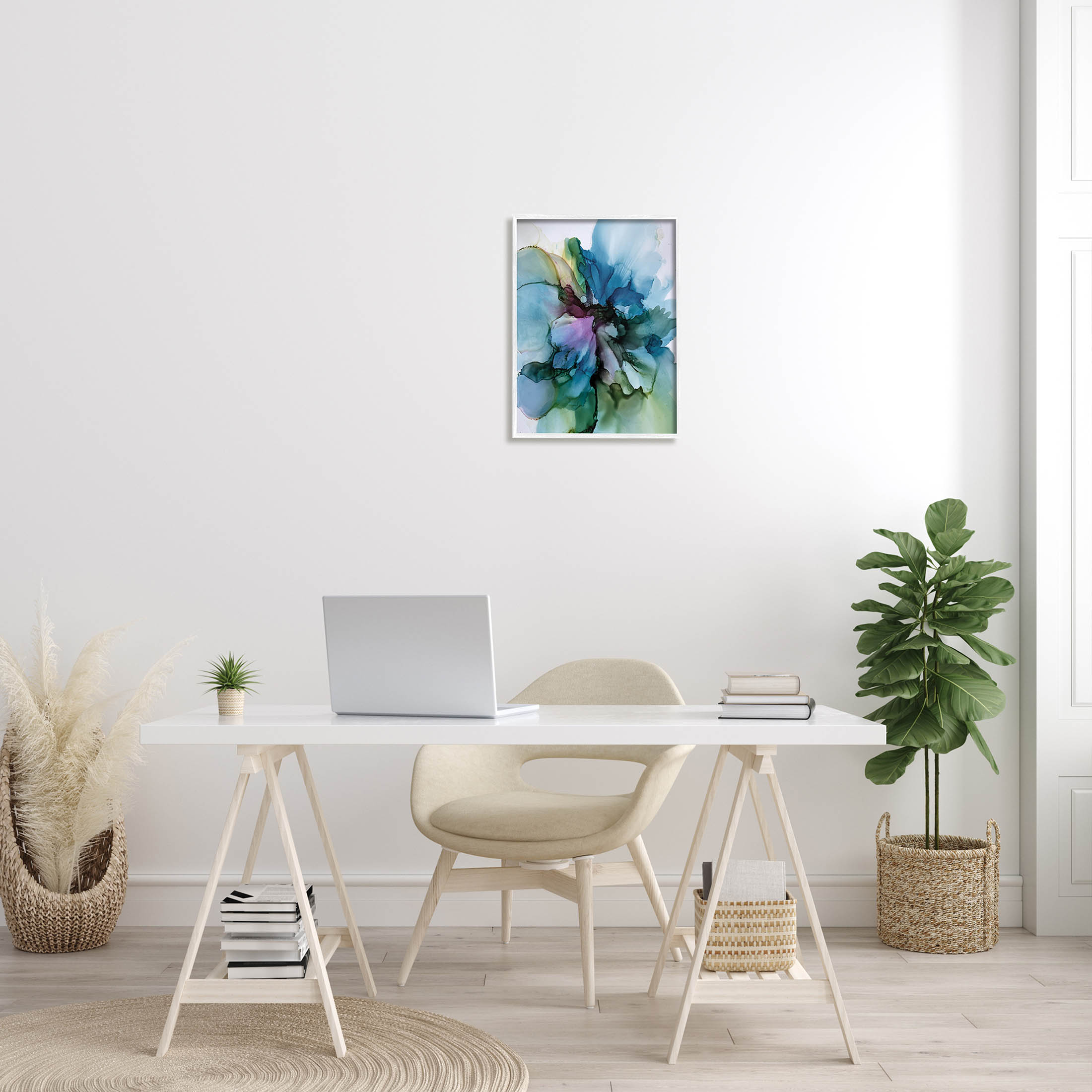 Blooming Abstract Arrangement Abstract Graphic Art White Framed Art Print Wall Art
